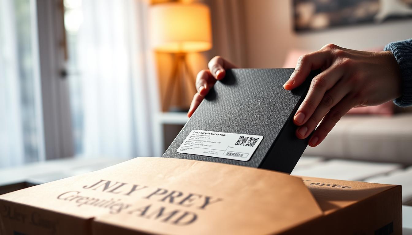 A stylish, discreet packaging design for adult products, prominently featuring a sealed, textured box with a sleek design. The foreground shows hands carefully placing the box into a sophisticated shipping envelope that emphasizes privacy and confidentiality. In the middle ground, a professional-looking shipping label can be seen, conveying a sense of security and trust. The background presents a serene home setting, with soft, diffused lighting coming from a nearby window, creating a warm and welcoming atmosphere. The overall mood is one of respect for personal privacy, highlighting the thoughtful approach to adult product delivery, emphasizing discretion and professionalism.